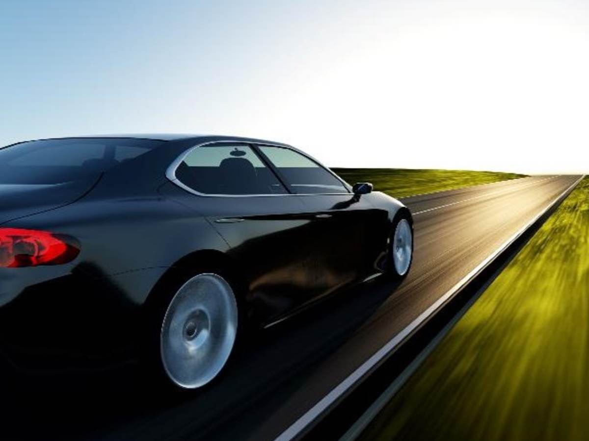 Car moving on highway with clear sky